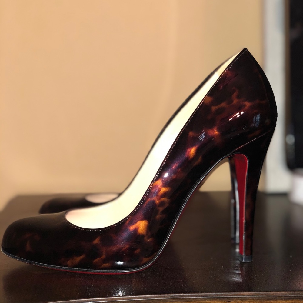 Christian Louboutin tortoise patent leather heels